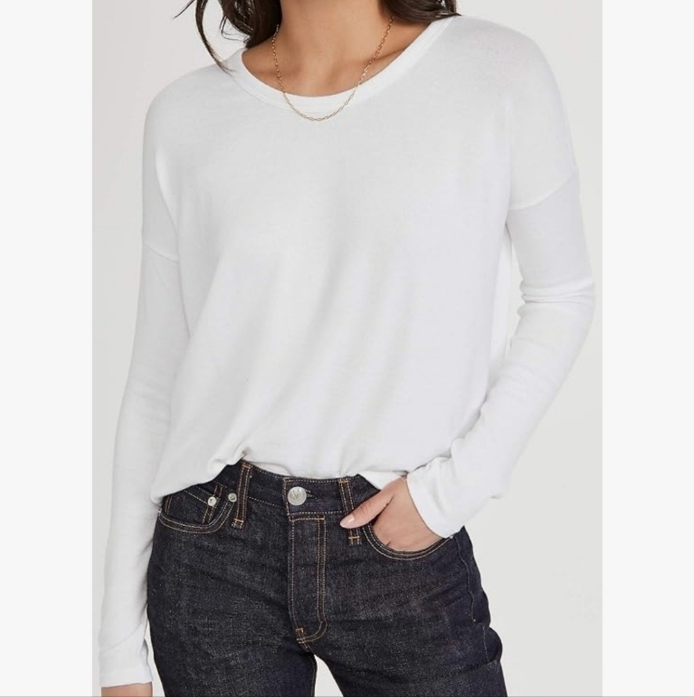 Rag & Bone Basic Long Sleeved Pullover Shirt Whit… - image 3